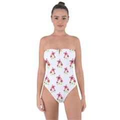 Cute Floral Drawing Motif Pattern Tie Back One Piece Swimsuit by dflcprintsclothing