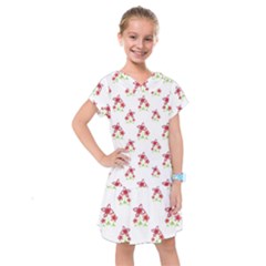 Cute Floral Drawing Motif Pattern Kids  Drop Waist Dress by dflcprintsclothing