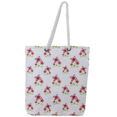 Cute Floral Drawing Motif Pattern Full Print Rope Handle Tote (large) by dflcprintsclothing