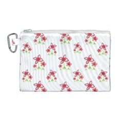 Cute Floral Drawing Motif Pattern Canvas Cosmetic Bag (large)