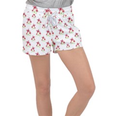 Cute Floral Drawing Motif Pattern Women s Velour Lounge Shorts