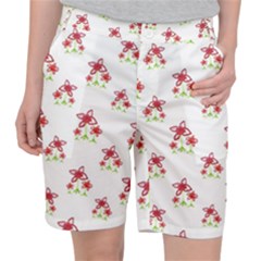 Cute Floral Drawing Motif Pattern Pocket Shorts