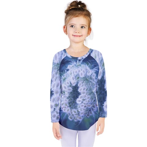 Light Blue Closing Queen Annes Lace Kids  Long Sleeve Tee by okhismakingart