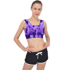 Dark Purple Closing Queen Annes Lace V-back Sports Bra