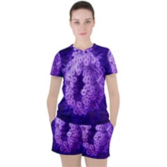 Dark Purple Closing Queen Annes Lace Women s Tee And Shorts Set