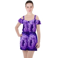 Dark Purple Closing Queen Annes Lace Ruffle Cut Out Chiffon Playsuit by okhismakingart