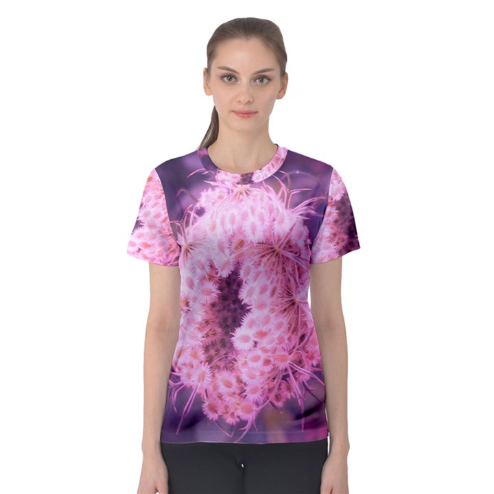 Pink Closing Queen Annes Lace Women s Sport Mesh Tee