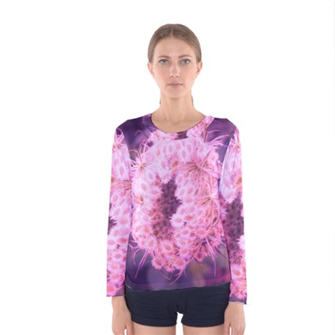 Pink Closing Queen Annes Lace Women s Long Sleeve Tee by okhismakingart