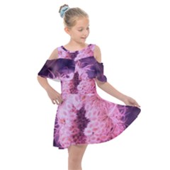 Pink Closing Queen Annes Lace Kids  Shoulder Cutout Chiffon Dress