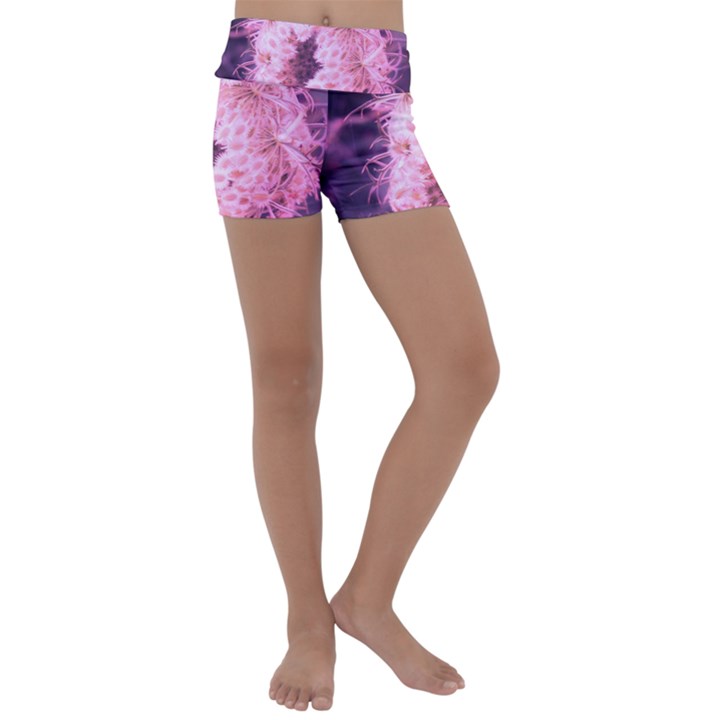 Pink Closing Queen Annes Lace Kids  Lightweight Velour Yoga Shorts