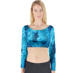 Blue Closing Queen Annes Lace Long Sleeve Crop Top by okhismakingart