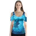 Blue Closing Queen Annes Lace Butterfly Sleeve Cutout Tee  View1