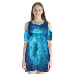 Blue Closing Queen Annes Lace Shoulder Cutout Velvet One Piece by okhismakingart