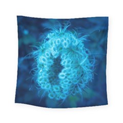 Blue Closing Queen Annes Lace Square Tapestry (small) by okhismakingart