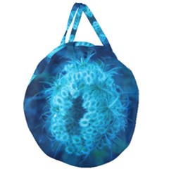 Blue Closing Queen Annes Lace Giant Round Zipper Tote by okhismakingart