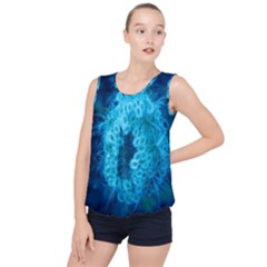 Blue Closing Queen Annes Lace Bubble Hem Chiffon Tank Top