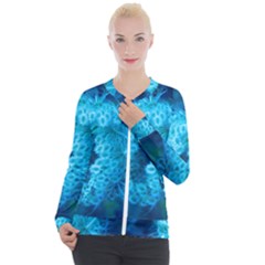 Blue Closing Queen Annes Lace Casual Zip Up Jacket