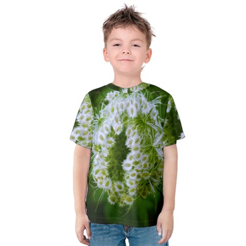 Green Closing Queen Annes Lace Kids  Cotton Tee by okhismakingart