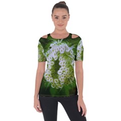 Green Closing Queen Annes Lace Shoulder Cut Out Short Sleeve Top by okhismakingart