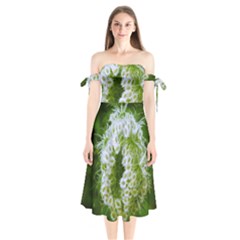 Green Closing Queen Annes Lace Shoulder Tie Bardot Midi Dress by okhismakingart