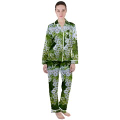 Green Closing Queen Annes Lace Satin Long Sleeve Pyjamas Set by okhismakingart