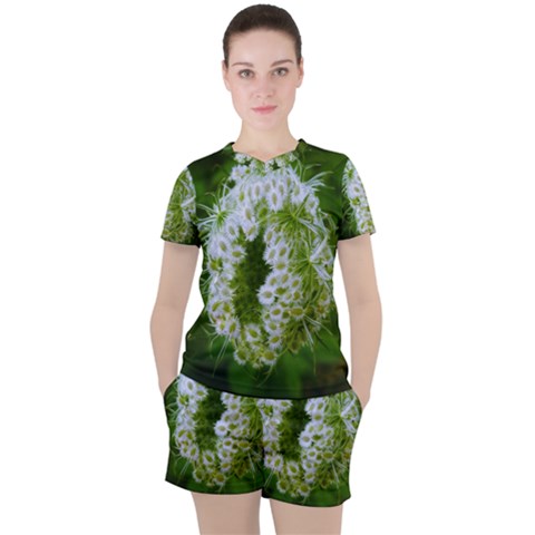 Green Closing Queen Annes Lace Women s Tee And Shorts Set by okhismakingart