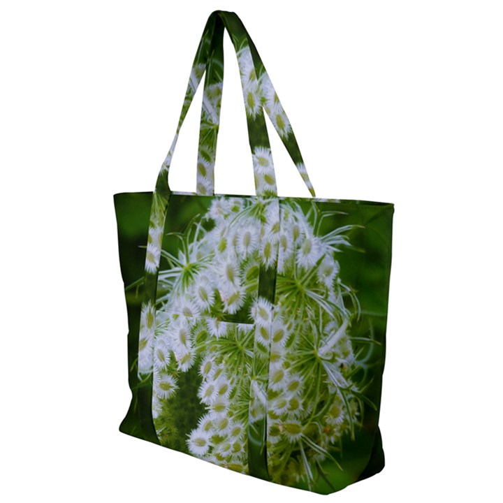 Green Closing Queen Annes Lace Zip Up Canvas Bag