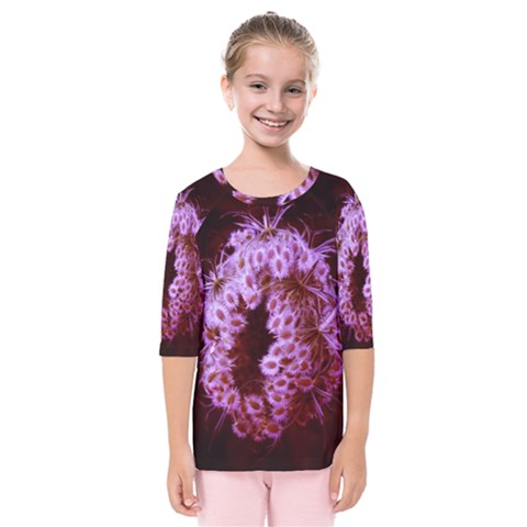 Purple Closing Queen Annes Lace Kids  Quarter Sleeve Raglan Tee by okhismakingart