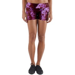 Purple Closing Queen Annes Lace Yoga Shorts by okhismakingart