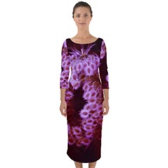 Purple Closing Queen Annes Lace Quarter Sleeve Midi Bodycon Dress by okhismakingart