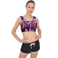 Purple Closing Queen Annes Lace V-back Sports Bra