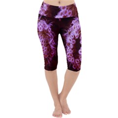 Purple Closing Queen Annes Lace Lightweight Velour Cropped Yoga Leggings by okhismakingart