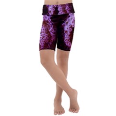 Purple Closing Queen Annes Lace Kids  Lightweight Velour Cropped Yoga Leggings by okhismakingart