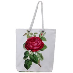 Rose - Vintage Full Print Rope Handle Tote (large) by WensdaiAmbrose