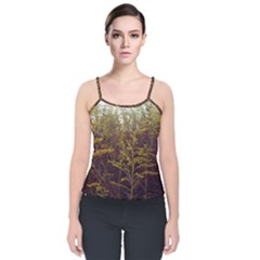 Purple And Yellow Goldenrod Velvet Spaghetti Strap Top