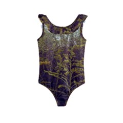 Purple And Yellow Goldenrod Kids  Frill Swimsuit by okhismakingart