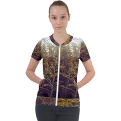 Purple And Yellow Goldenrod Short Sleeve Zip Up Jacket