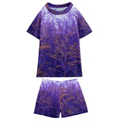 Yellow And Blue Goldenrod Kids  Swim Tee And Shorts Set by okhismakingart