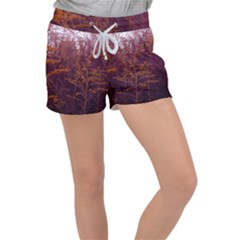 Red And Yellow Goldenrod Women s Velour Lounge Shorts