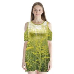 Yellow Goldenrod Shoulder Cutout Velvet One Piece by okhismakingart