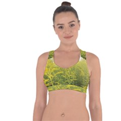 Yellow Goldenrod Cross String Back Sports Bra by okhismakingart