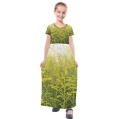 Yellow Goldenrod Kids  Short Sleeve Maxi Dress