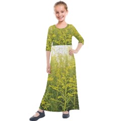 Yellow Goldenrod Kids  Quarter Sleeve Maxi Dress by okhismakingart