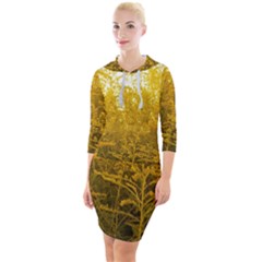 Gold Goldenrod Quarter Sleeve Hood Bodycon Dress