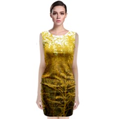 Gold Goldenrod Sleeveless Velvet Midi Dress by okhismakingart