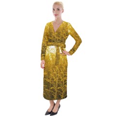 Gold Goldenrod Velvet Maxi Wrap Dress