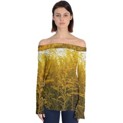 Gold Goldenrod Off Shoulder Long Sleeve Top by okhismakingart