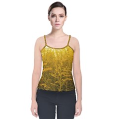 Gold Goldenrod Velvet Spaghetti Strap Top by okhismakingart