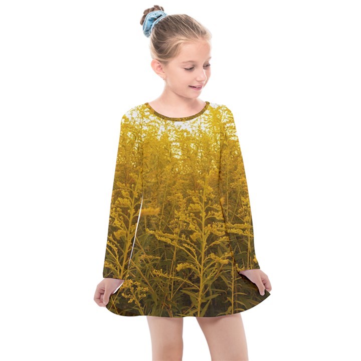 Gold Goldenrod Kids  Long Sleeve Dress