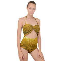 Gold Goldenrod Scallop Top Cut Out Swimsuit by okhismakingart